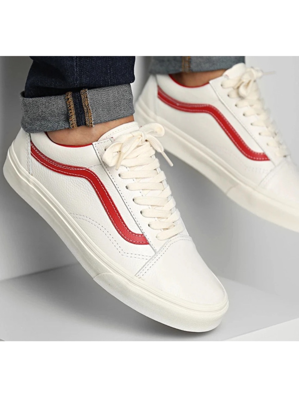 Vans OLD SKOOL Vintage Leather (Blanc De Blanc) Men's Shoes Size 9